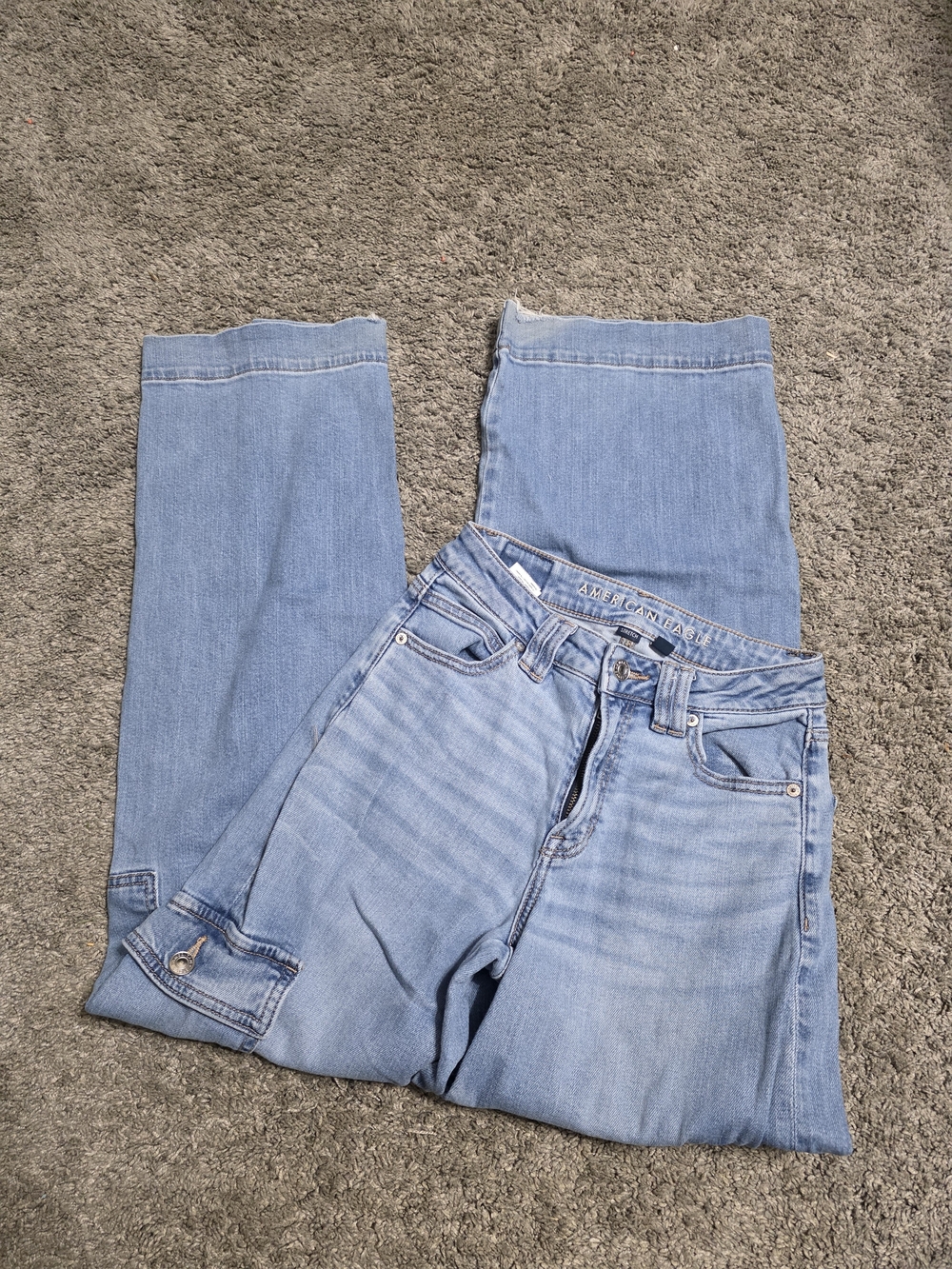 American Eagle Outfitters Light Blue Super High Rise Wide Leg Jeans 00